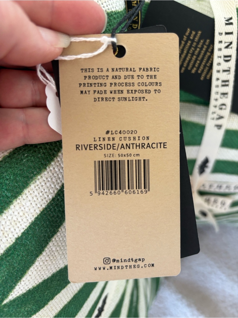 MINDTHEGAP Design & Supply Green & Cream Geometric Throw Pillow - Picture 7 of 7